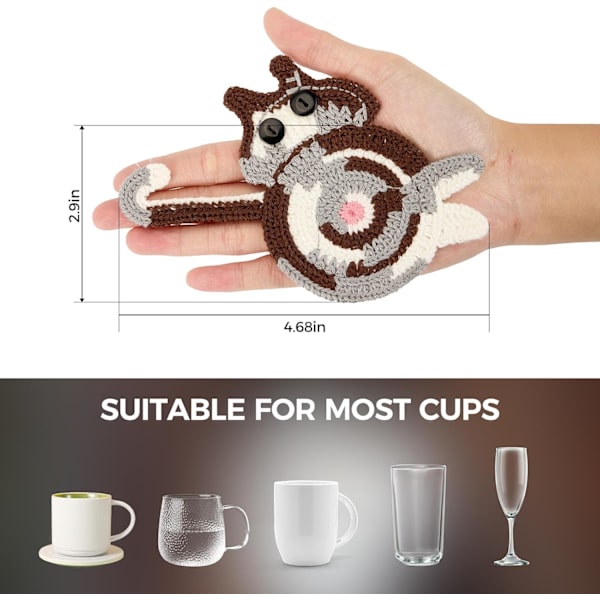 Kattgaver for Katt-elskere 3 stk Katt-underlag Vevd Kreativ Søt Katt-underlag Isolasjonsunderlag Kaffe og Te-underlag Skrivebordsgaver