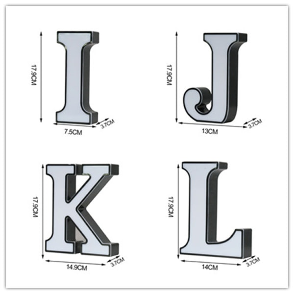 JUSTUP LED Marquee-bokstavlys - DIY Marquee-lys opp bokstavskilt 26 alfabet-skilt for bryllup, bursdag, fest, bardekorasjon (bokstav I)