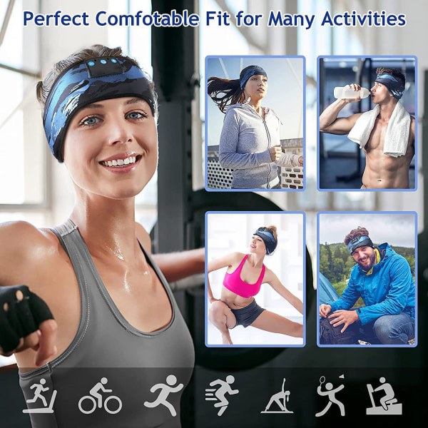 Sömnhörlurar Bluetooth Sportpannband, Hörlurar med ultratunna HD-stereohögtalare Perfekt för träning, jogging, yoga, sömnlöshet