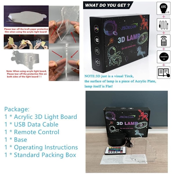 Rugby VS Athletel Figur 3D Lampe Illusion Natlampe RGB USB Lampe Fjernbetjening/touch LED Lampe Børns Soveværelse Bordlampe Velegnet til Fødselsdag