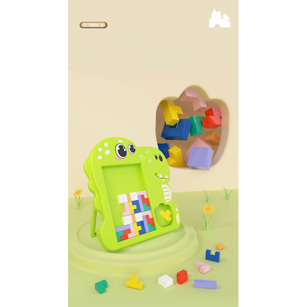 Träblock Pussel Hjärngympa Leksak Tangram Pussel Intelligens Färgglada 3D Ryska Block Spel