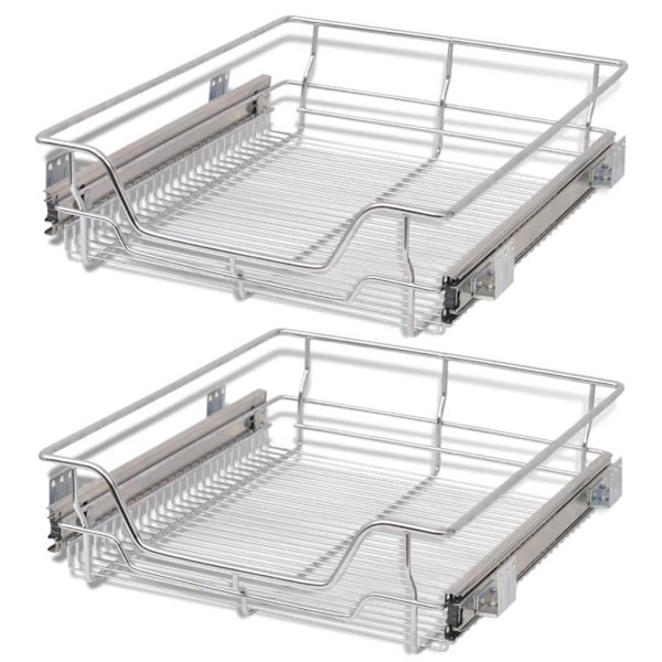 Ulosvedettävät langatelineet 2 kpl, hopea, 500 mm