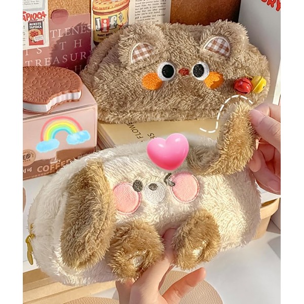 Söt Sminkväska Rese Smink Rosa Kanin Stor Kawaii Pennfodral Väska Organiser Estetisk Låda Hem Flygplats Flygbolag pink bunny