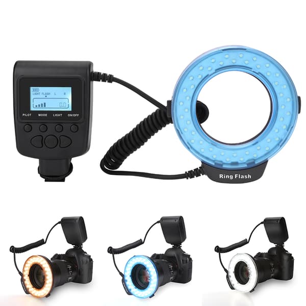 Bærbar 48 LED Ring Flash Lys Linse Adapter Ringe Sæt Til Canon til Nikon til Fuji SLR Kamera