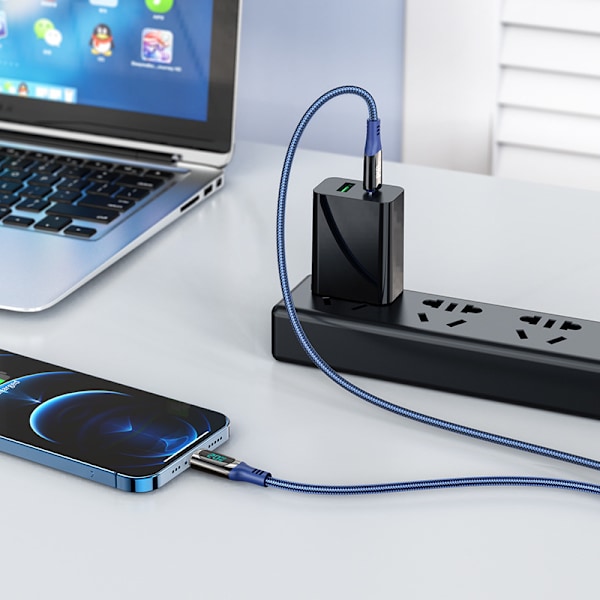 hoco. S51 skärmdisplay PD laddningsdatakabel för iPhone12 ny zinklegering nylonflätad kabel