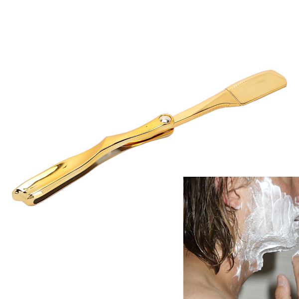 Professionell hopfällbar rakkniv för barberare, rakhyvel för män, rakhyvel med pläterad bladhållare, guldpläterad