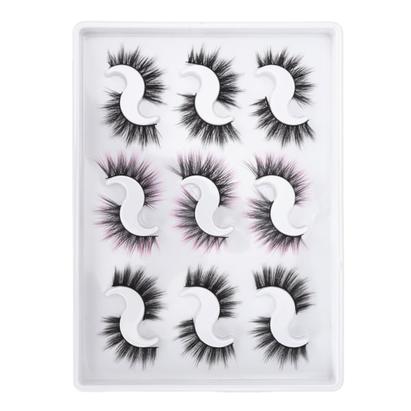 Falske Vipper 9 Par Bløde Naturlige Look Tætte 6D Semi Hånd Fluffy Genanvendelige Naturlige Vipper til Fest Cosplay Makeup