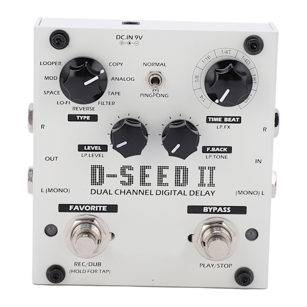 Forsinkelseseffekt Stereo Dual Channel 8 Modes Loop Optagelse Digital Stompbox 2000MS DC9V 220mA