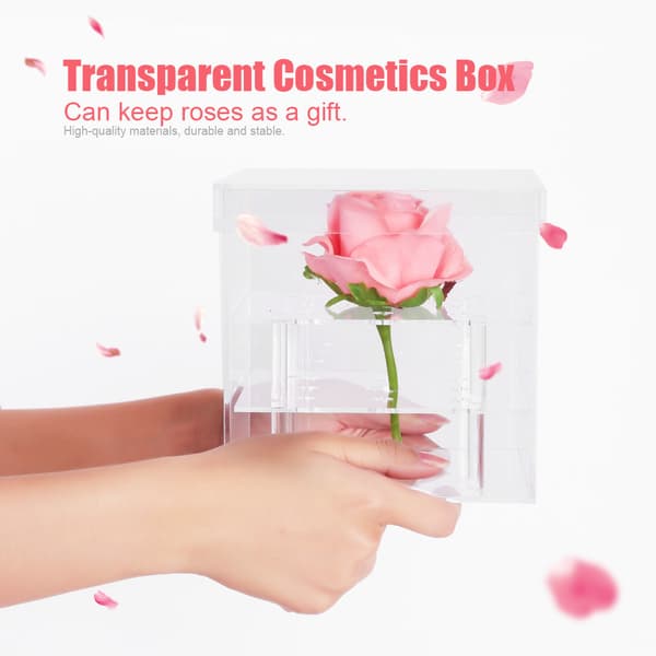 Kosmetika Box Rose Keep Box Vattenstråle För Blommor Organizer Make Up Förvaringslåda Kista 9hål