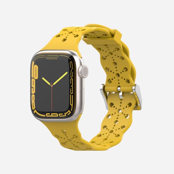Urrem Apple iWatch 6/5/4/3/2/1 Generation SE Hul Blonde Solid Silikone Rem --- Gul (42/44/45MM)