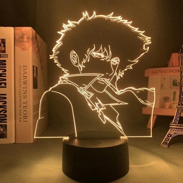 Cowboy Bebop Spike 3D Illusionslampa Japansk Anime Ljus 16 Färger med Fjärrkontroll Skrivbordslampa för Julgåva, Flerfärgad, En Storlek