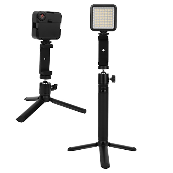 Mobiltelefon Live Bracket Selfie Stick Skrivbordsförlängningsstång Fast Stativ LED-ljuskit