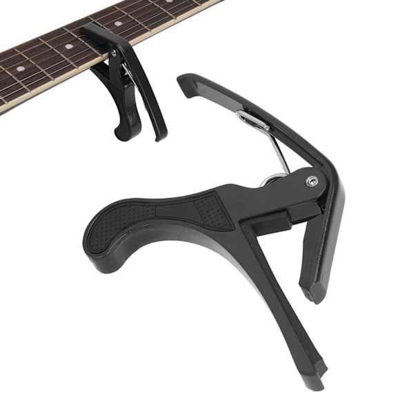 Gitar Capo Alloy Hurtigutløsning Elektrisk Gitar Capo Sett med 2PCS Gitarplekter for Banjo Mandolin Svart