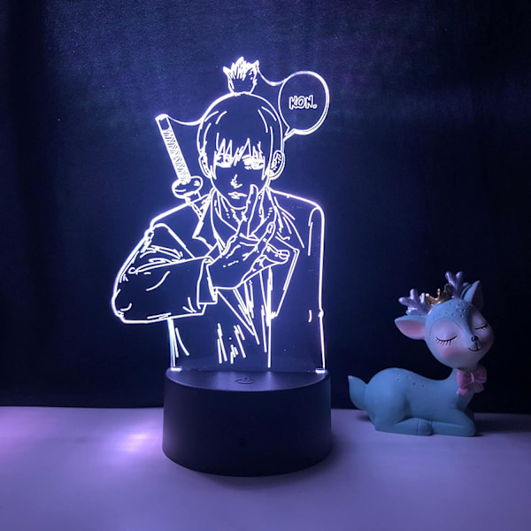 WJ 3D LED-lampe Anime Chainsaw Man til soveværelsesdekoration Natlys Børnefødselsdagsgave Manga Chainsaw Man LED-nattelys Sengebord