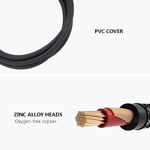 2m 6,35 mm til 3,5 mm adapter lydkabel til mikrofonforstærker guitar (6,35 mm lige hoved)