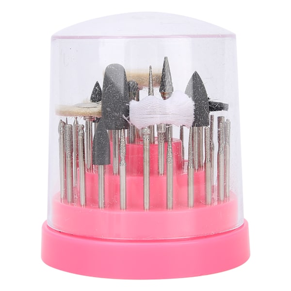 40pcs Nail Drill Bits Set Buffing Wheel Silicone Rubber Grinding Head Manicure Tool (Pink)