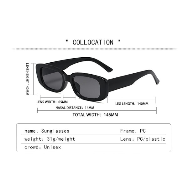 Retro Millionaire Solbriller for Kvinner Menn Hip Hop Svart Mote Oversized Kvadratiske Solbriller Rammer UV400 Beskyttelse