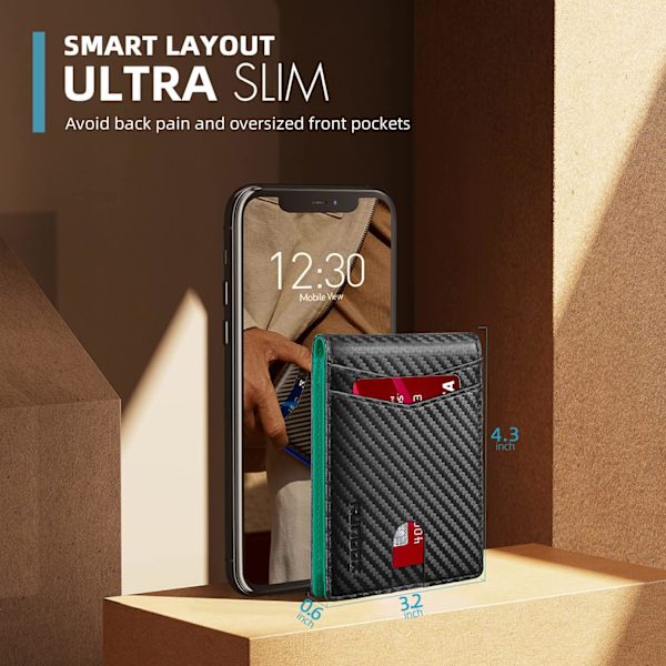Herrplånböcker Slim Rfid Läder 2 ID-fönster med presentförpackning