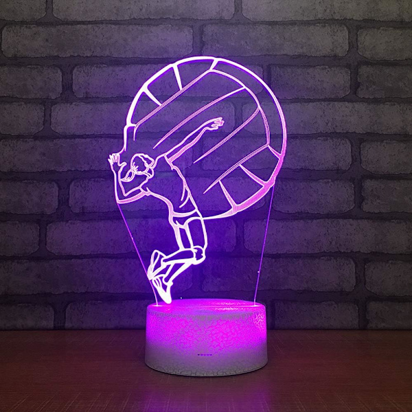 WJ 3D Volleyball nattlyslampe illusjon 7 farger skiftende berøring bryter bord dekorasjon lamper med akryl flat ABS base USB-kabel leketøy
