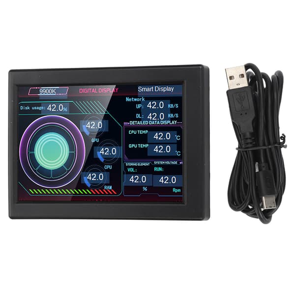 3,5 tums PC-sensorpaneldisplay DIY typ C IPS USB PC-temperaturdisplay med stativ