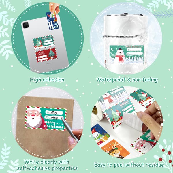 200 STK Julegavemærker med assorterede søde feriedesigns - Ideel til gaveindpakning, gavemærkning, julepynt 200PCS