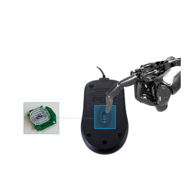Vakker design 2.4G kontor 3 knapper kablet USB svart mus datamus plugg optisk skrivebords mus svart datamaskin bærbar mus