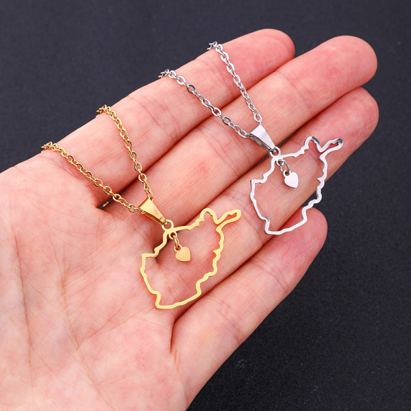 2st mode rostfritt stål Afghanistan karta hänge halsband unisex smycken titan stål Hjärta karttillbehör