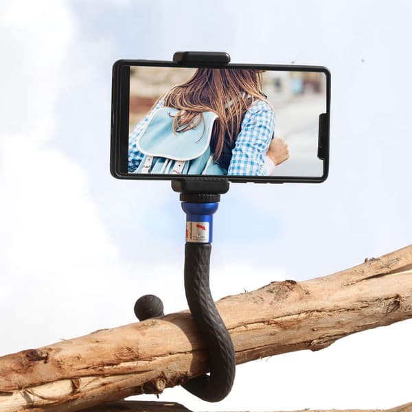Mini fleksibelt blæksprutte-monopodstativtilbehør til actionkamera-mobiltelefon (blå)