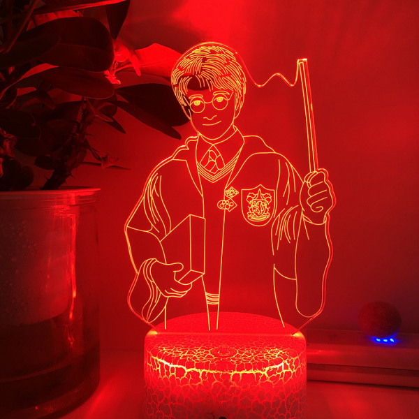 Qinwei Magic Academy Harry Potter Nattljus 3D LED Illusionslampa för dekorativ lampa i barnens sovrum -- Mönster M（Crack Seat）
