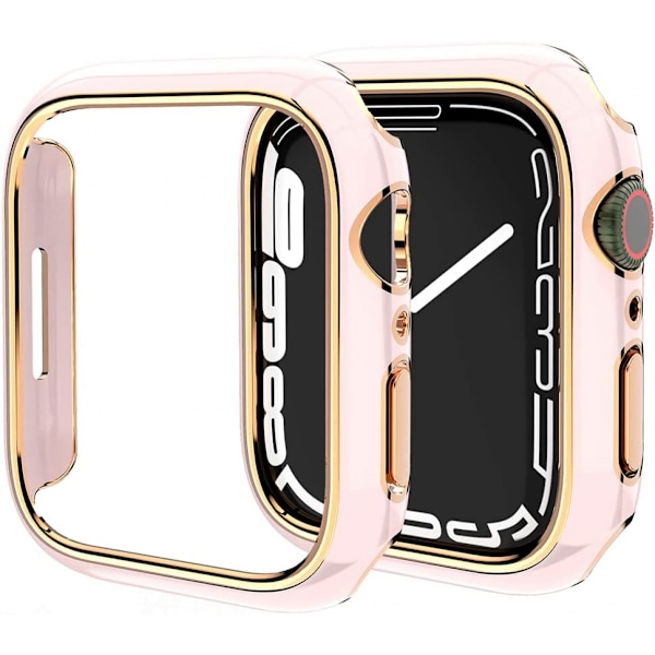 For Apple Watch Series 7 41mm, belagt stivt PC-rammedeksel, slank, heldekkende støtfangerdeksel til Apple Watch Series 7 (rose gullrosa)