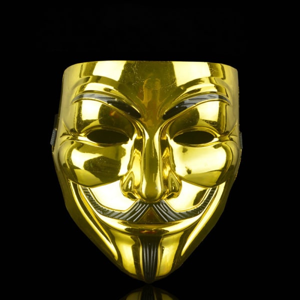 Dianchu Halloween Mask V för Vendetta Hacker Mask, Okänd Man Cosplay Mask Fest Kostym Rekvisita Leksak Pojke Flickor Män Dam Leksaker guld