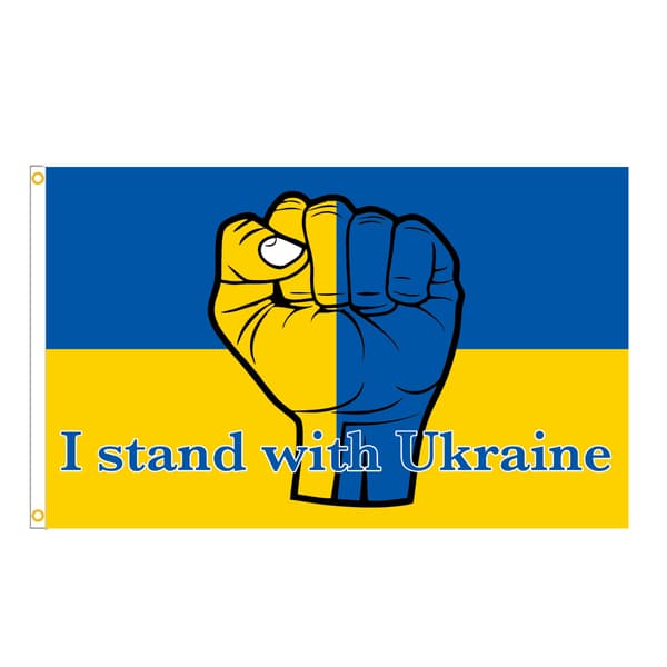 JEG STÅR MED UKRAINA  Støtt Ukrainas flagg