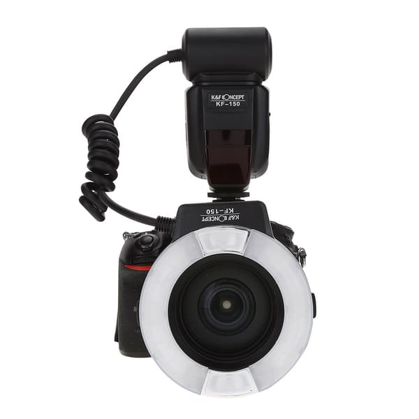 Bærbar LED-ringblitz batteridrevet Speedlite med adaptertilbehør til Nikon