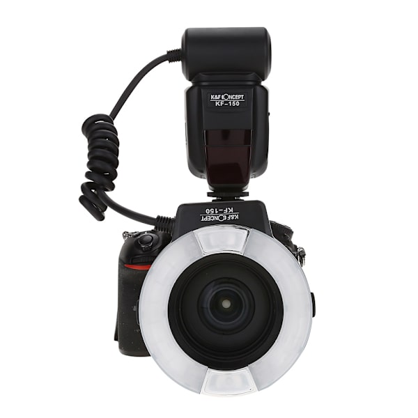Bärbar LED-ringblixt Batteridriven Speedlite med adaptrar Tillbehör för Nikon