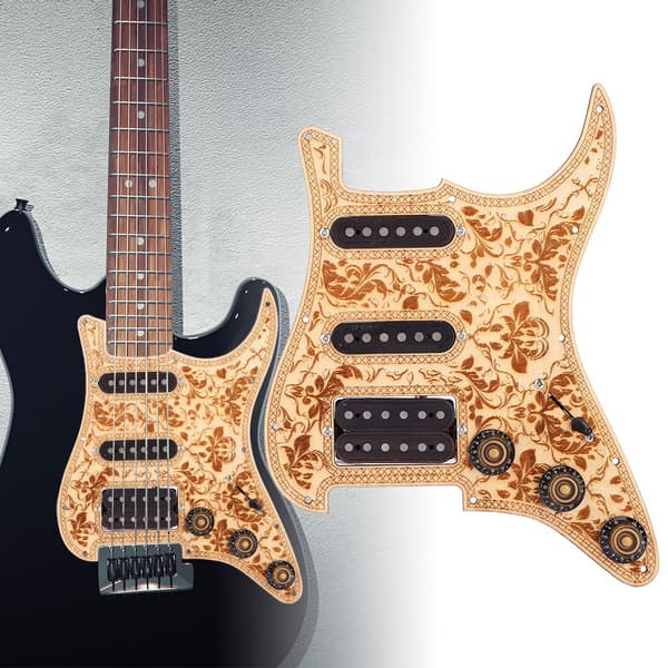 1 Set Loaded Prewired SSH Maple Pickups Pickguard med Back Plate för ST Electric Guitar