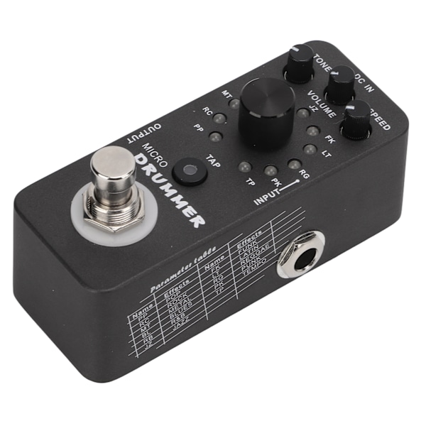 Trommemaskin Pedal 121 Trommesløyfer Elektrisk Gitar Monoblokk Effekt med True Bypass 95mA