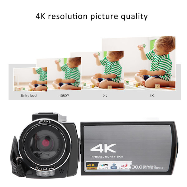 HDRAE8 4K 3,0-tums pekskärm 16X WIFI Digital videokamera Nattvision #2