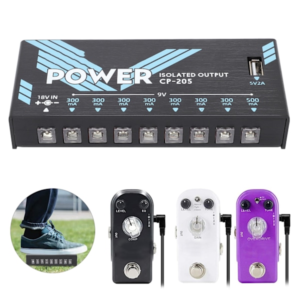 Guitar Power Pedal Enkelt Effektor MultiChannel Uafhængig Instrument Strømforsyning 18W