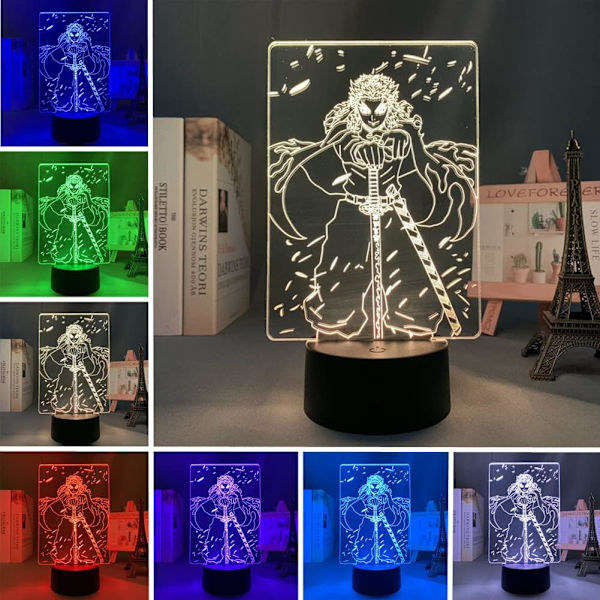 WJ Anime Lampe Rengoku Kyoujurou Figur 3D Led Illusion Natlys til Børns Soveværelse Dekoration Belysning Bedste Fødselsdagsfestival Gaver Spökklinga