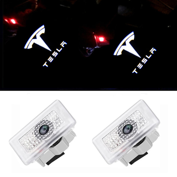 2st LED-logotypprojektorlampor - Förbättra din Tesla Model 3/Y/S/X med bildörrssteg, välkomstljus