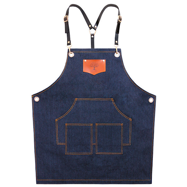 Förkläde i denim - Modekök Frisör Hot Pot Mjölkte Butik Restaurang Arbetskläder (blå)
