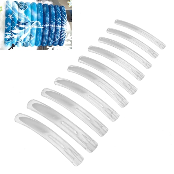 10 stk Lange flate neglspisser Hjemmesalong Neglekunst Design Falske falske neglesett Manikyrverktøy Transparent farge