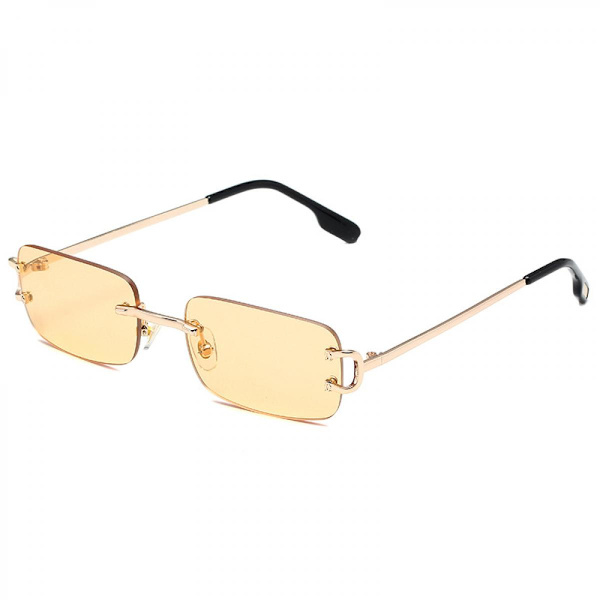 Vintage Rimless Neliömäiset Aurinkolasit Sävytetyt Linssit Kulta Metalli Kehyksetön Silmälasit Naisille Miehille