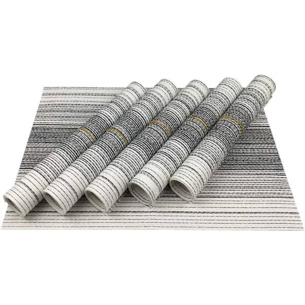 Pöytäliina, Sekoitettu Väri Kestävä Kudottu Vinyyli Pöytäliina Pestävä Lämpöä Kestävä Liukumaton Keittiön Ruokapöydän Alusmatot (6 kpl, Musta w Black With White set of 6