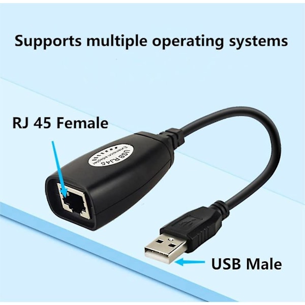 Usb till Rj45 förlängningsadapter över Rj45 Ethernet Lan Splitter-kabel Usb 2.0