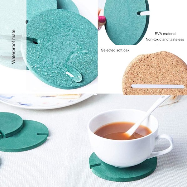 Kaktusunderlägg Dekorativa Underlägg för Drycker Set om 6, Coola Kaktusunderlägg Presenter för Bar Heminredning (Grön EVA)