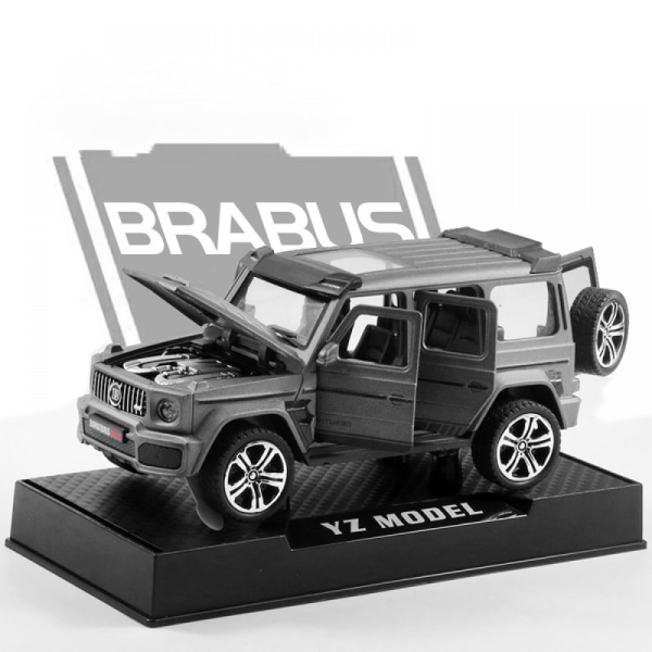 Frostet grå Brabus [seks dører + lyd og lys + display base] 1:32 legering bilmodell simulering lyd og lys dør terrengbil modell barns t