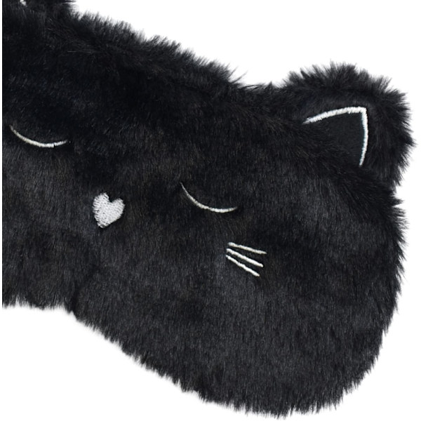Söt Sovmask, Svart Katt Mjuk Plysch Fluffig Sovmask Rolig Cartoon Kattungar Ögonbindel Nyhet Ögonlock Skugga för Barn