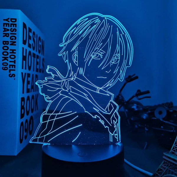 3D Illusion Lampe Nattlys LED Figur Noragami Yato led lampe, Anime Noragami Yato Figur 716 Farger LED Touch Bordlampe-16 Farger Med Fjernkontroll Attack on Titan-C