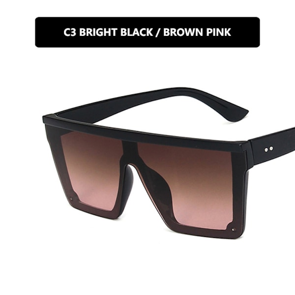 （Bright black tea powder）Ladies Men's Sunglasses Oversized Square Rimless Sunglasses UV400 Sunglasses trend big frame one-piece sung